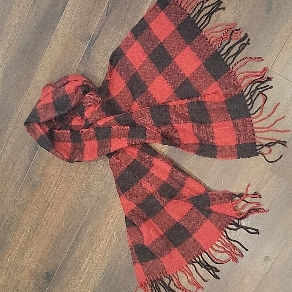 Madden Girl Buffalo Plaid Large Long Scarf Red & Black Checker Flannel …